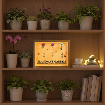 Grandma's Garden Love Grows Here - Personalized Picture Frame Light Box
