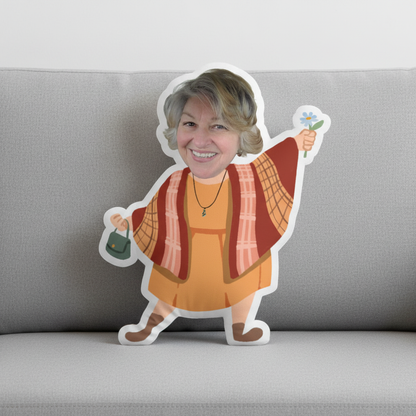 Custom Shaped Photo Pillow – Personalized Funny Face Gift for Mom, Wife, or Grandma