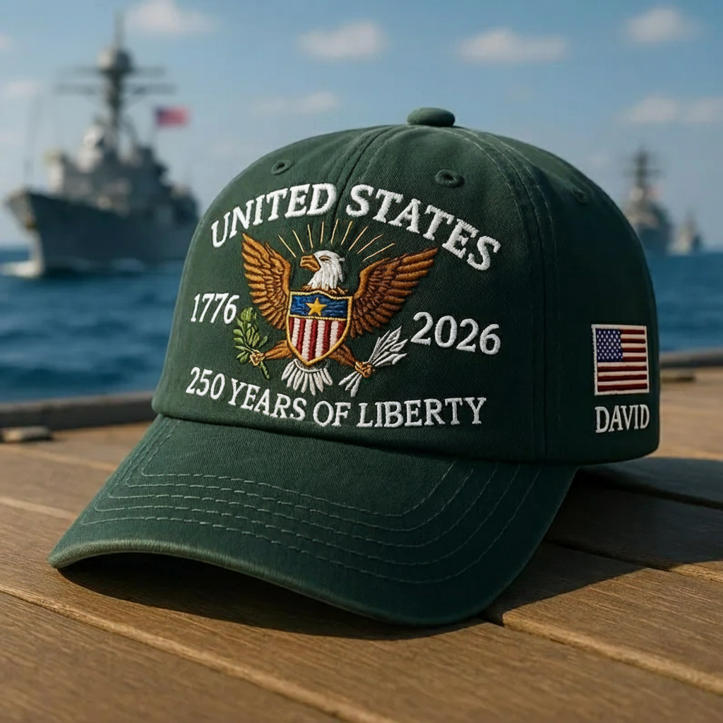 Custom Name United States 250th Anniversary Hat – 1776–2026 Patriotic Eagle Cap, Custom Embroidered USA Flag Veteran Gift Made in America