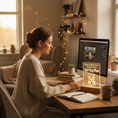 Custom Acrylic Photo Night Light with Face Cutout – Unique Personalized Gift