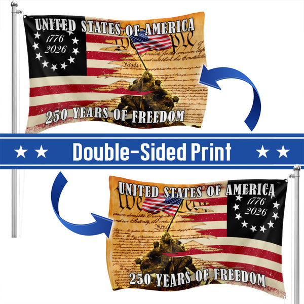 United States of America 250 Years We The People Patriotic Grommet Flag