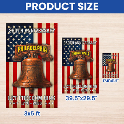 250th Anniversary Philadelphia 1776 2026 Let Freedom Ring American Flag