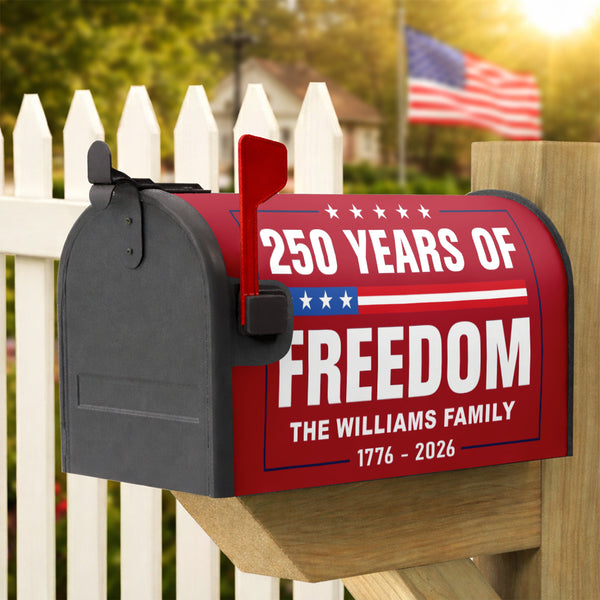 Custom Family Name 250 Years of Freedom We The People Patriotic Mailbox Cover