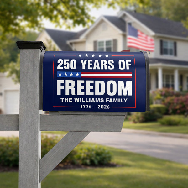Custom Family Name 250 Years of Freedom We The People Patriotic Mailbox Cover
