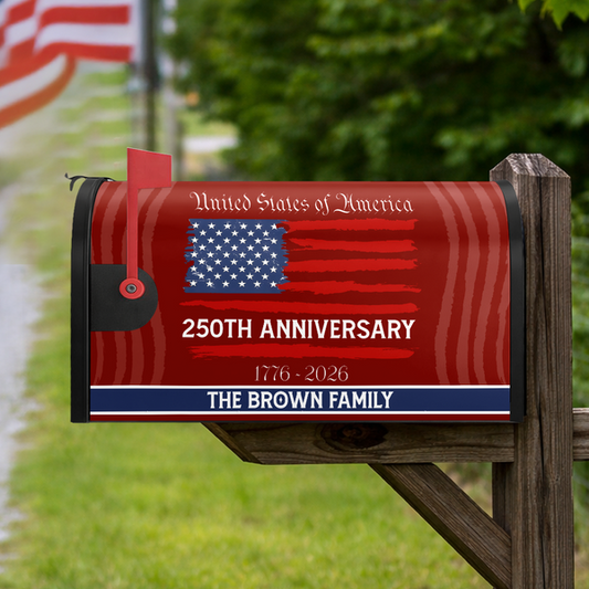 Custom Family Name USA 250th Anniversary Mailbox Cover