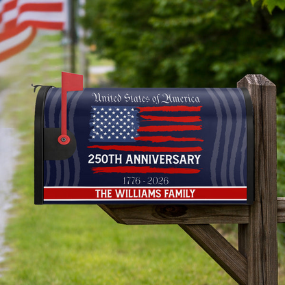 Custom Family Name USA 250th Anniversary Mailbox Cover