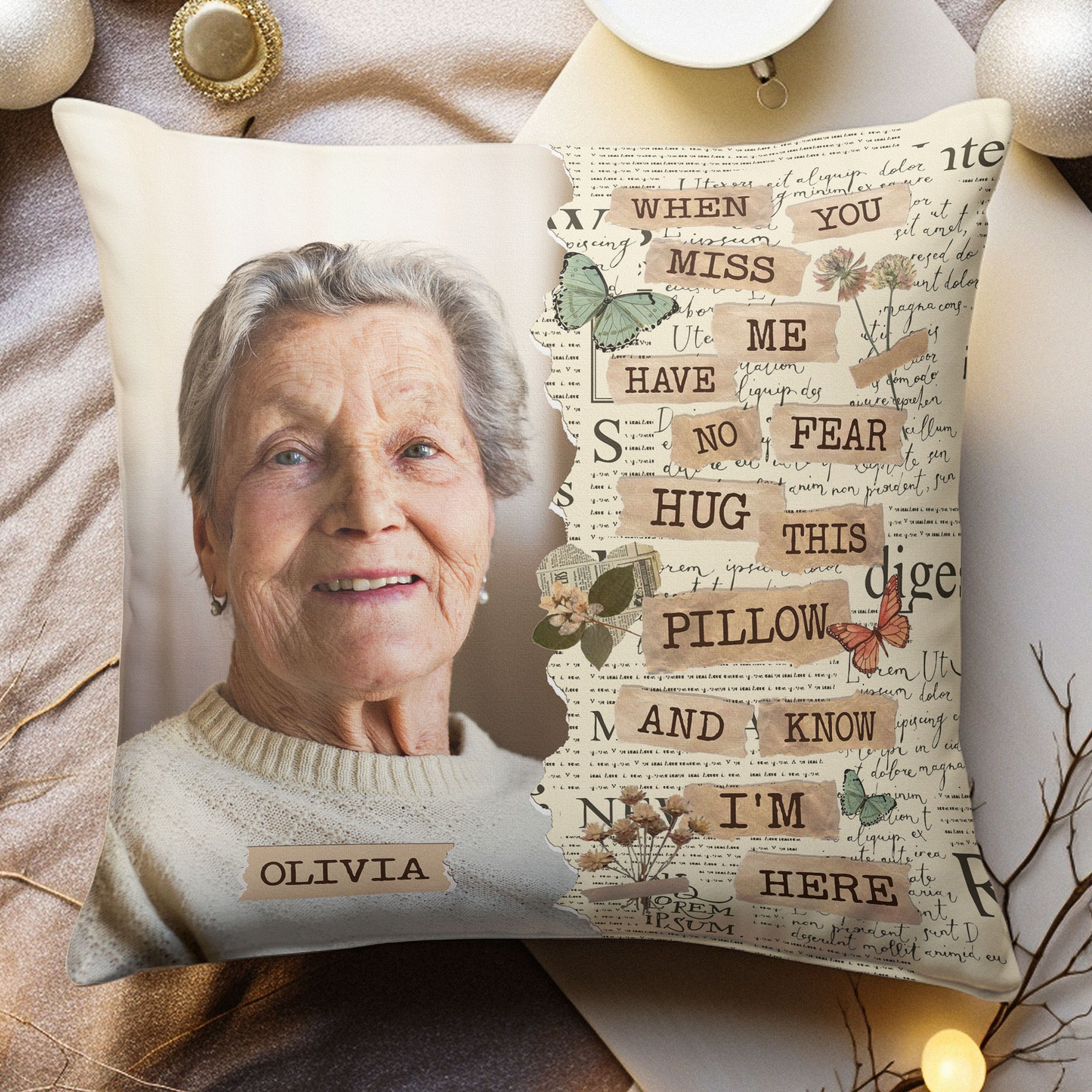 Memorial Hug This Pillow & Know I'm Here Pillow - Personalized Photo Gift For Family Members