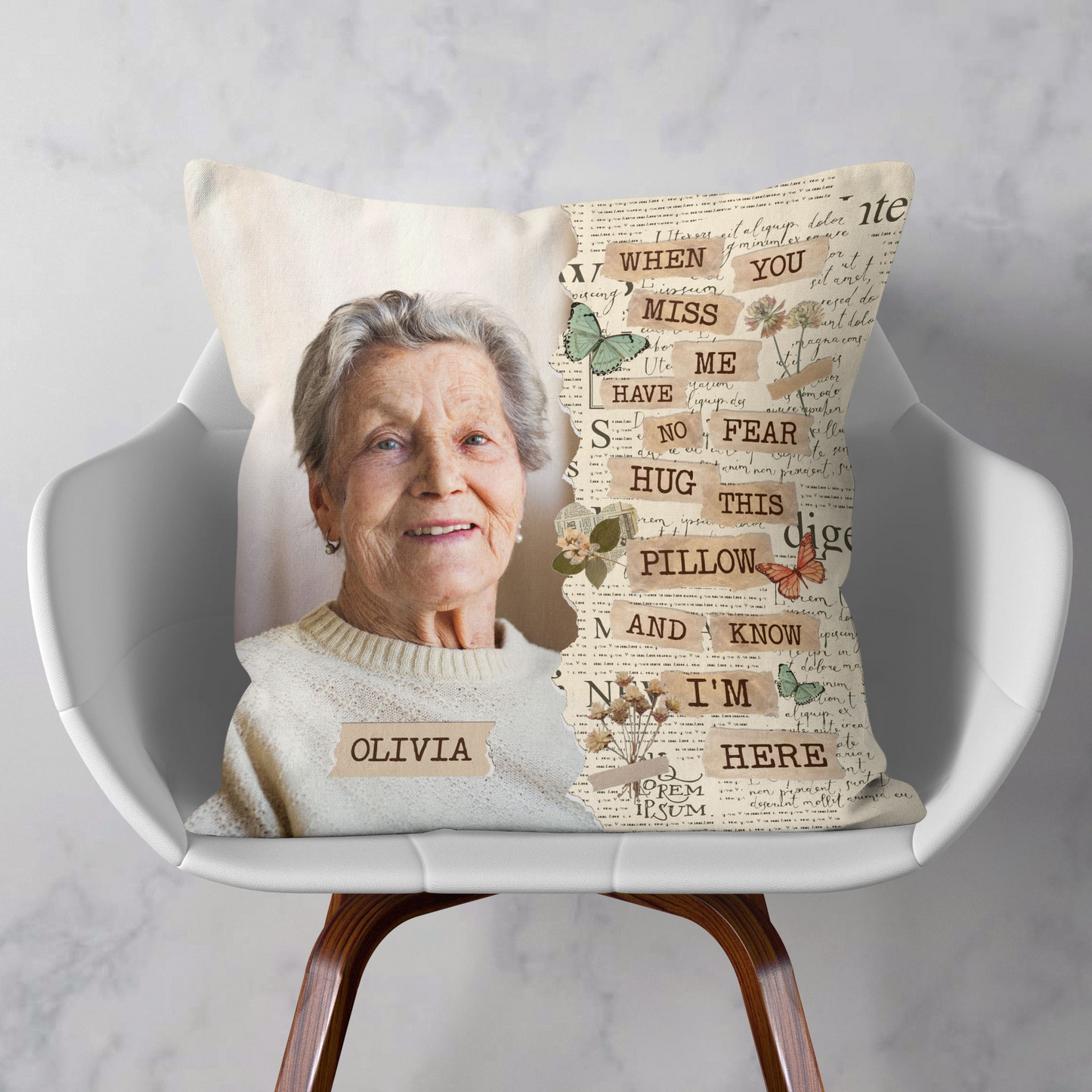 Memorial Hug This Pillow & Know I'm Here Pillow - Personalized Photo Gift For Family Members