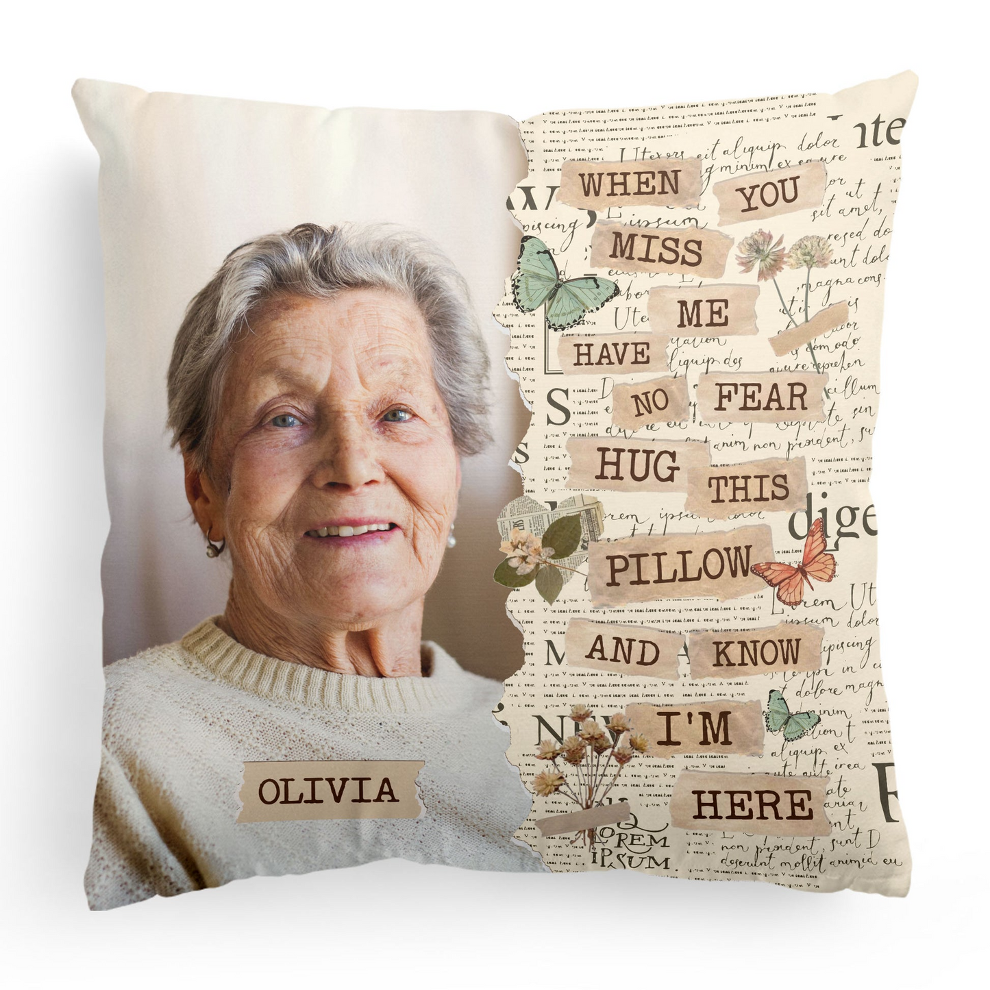 Memorial Hug This Pillow & Know I'm Here Pillow - Personalized Photo Gift For Family Members