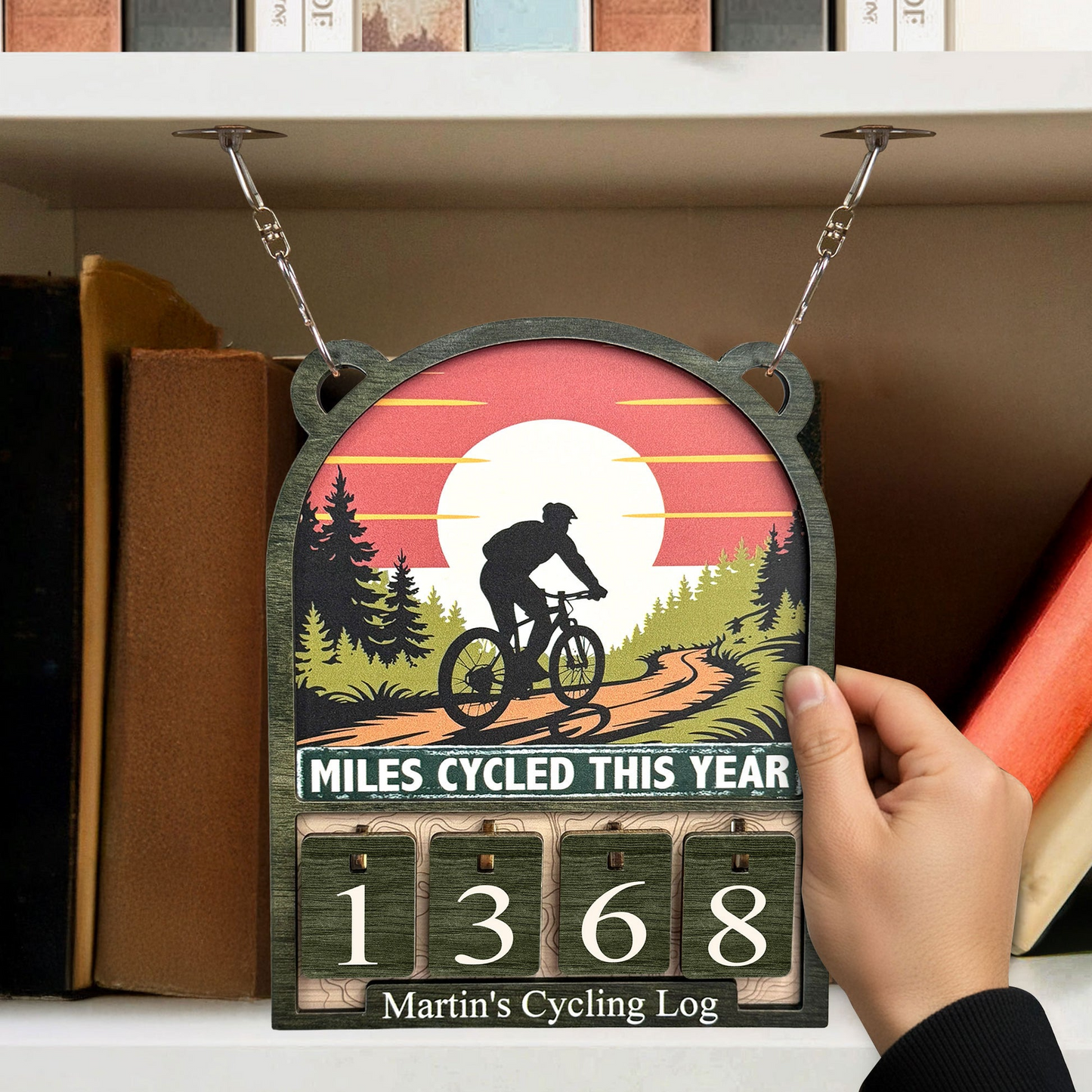 Miles Cycled This Year - Personalized Cycling Tracker Sign (3 Digits)