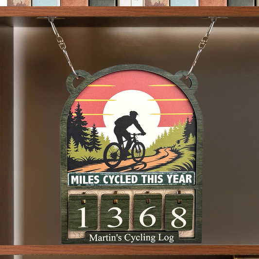 Miles Cycled This Year - Personalized Cycling Tracker Sign (3 Digits)