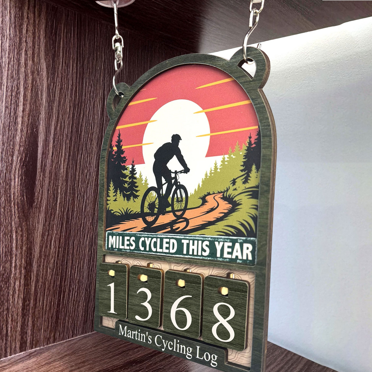 Miles Cycled This Year - Personalized Cycling Tracker Sign (4 Digits)