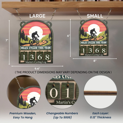 Miles Cycled This Year - Personalized Cycling Tracker Sign (4 Digits)