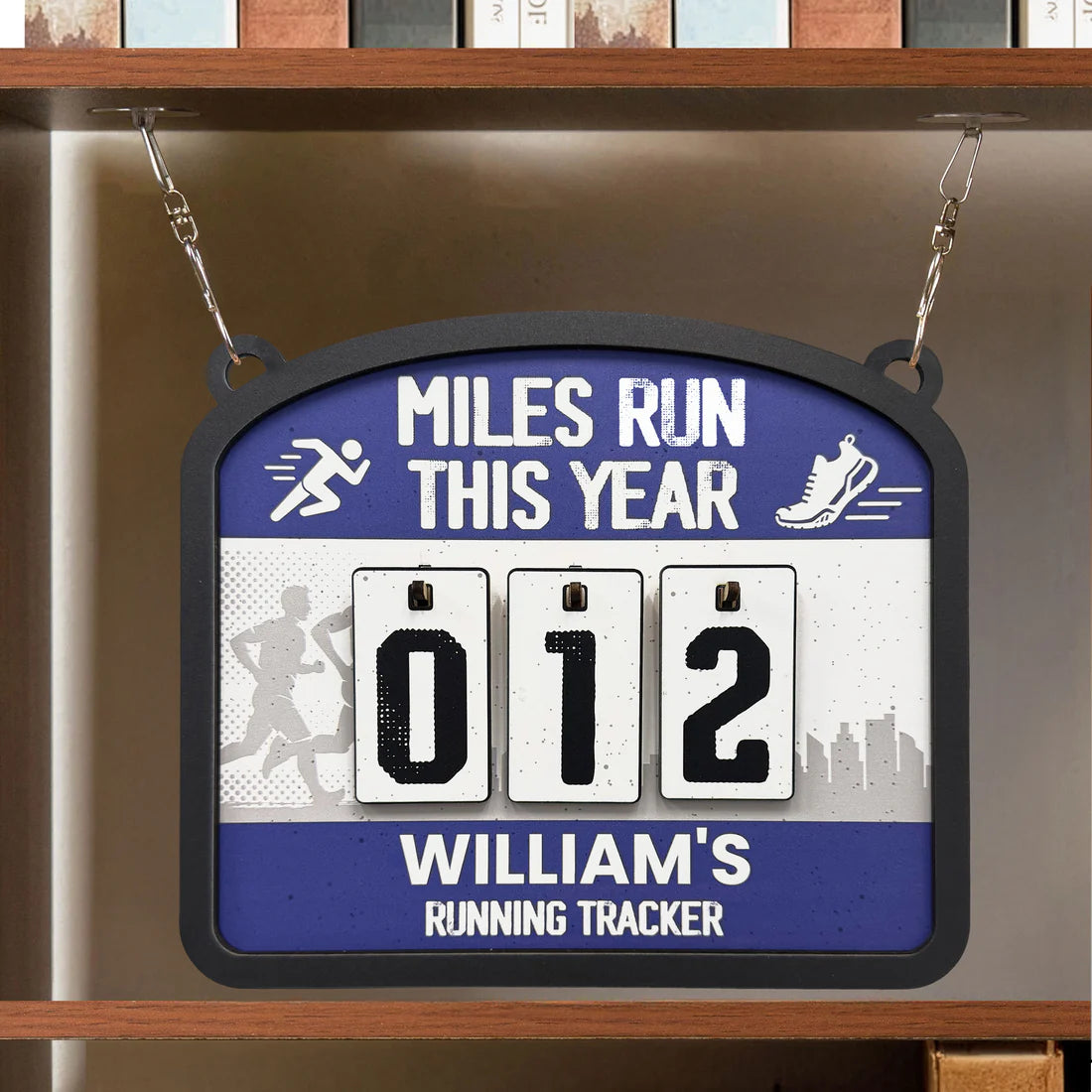Miles Run This Year - Personalized Hanging Run Tracker (3 Digits)