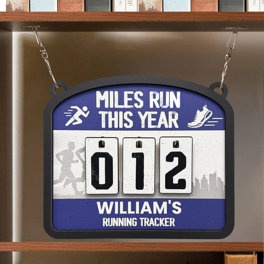 Miles Run This Year - Personalized Hanging Run Tracker (4 Digits)
