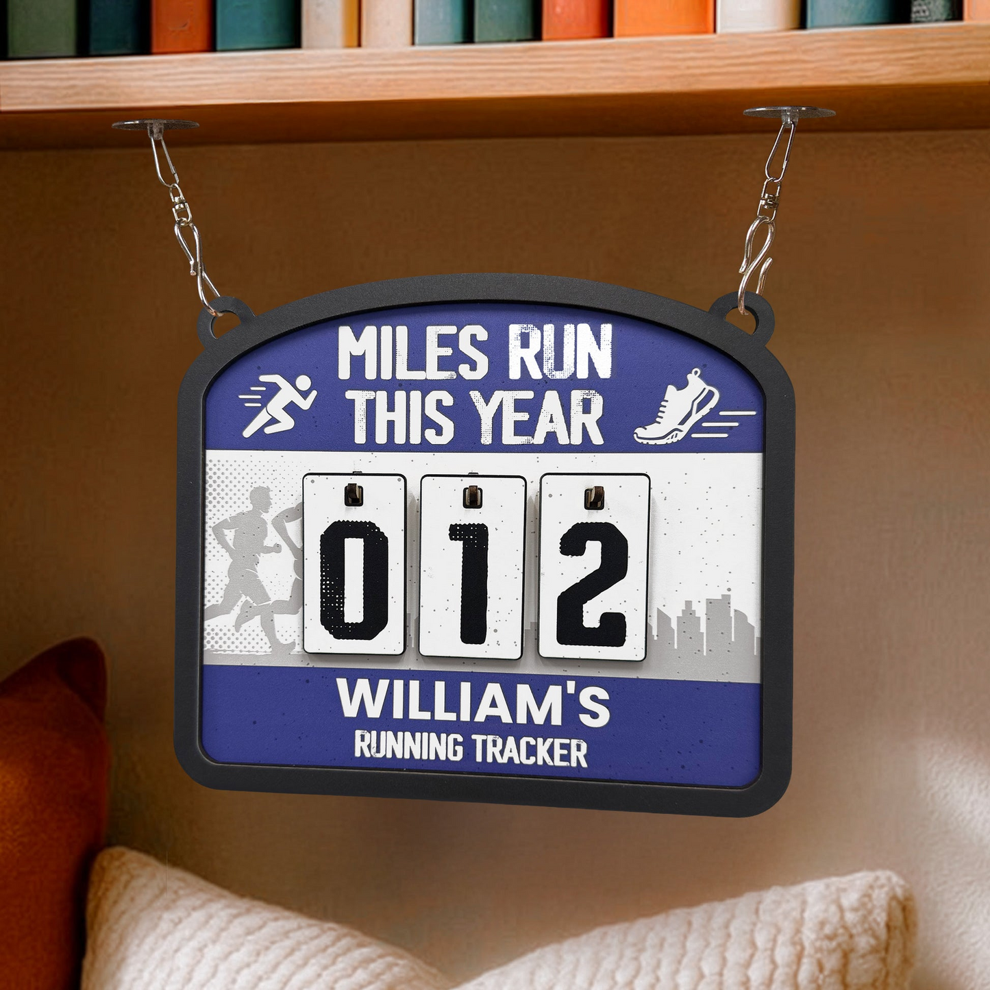 Miles Run This Year - Personalized Hanging Run Tracker (3 Digits)