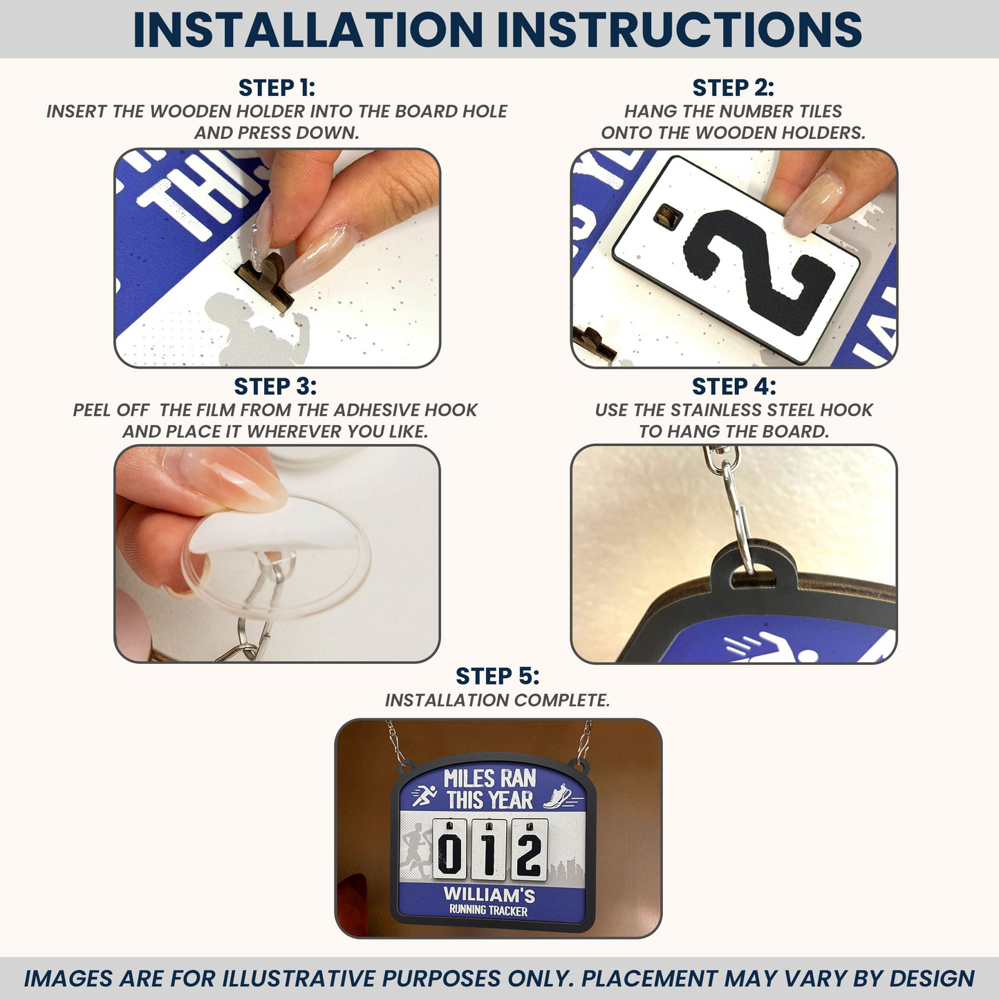 Miles Run This Year - Personalized Hanging Run Tracker (3 Digits)