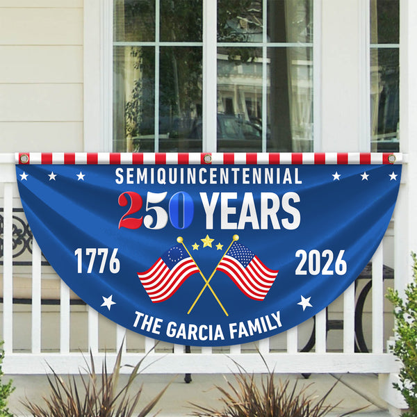 Custom Family Name 250 Years Semiquincentennial Non-Pleated Fan Flag