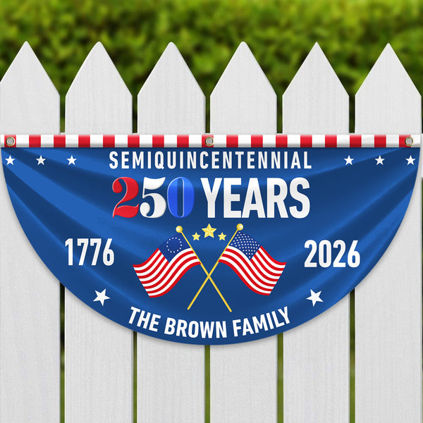 Custom Family Name 250 Years Semiquincentennial Non-Pleated Fan Flag