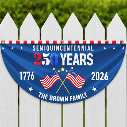 Custom Family Name 250 Years Semiquincentennial Non-Pleated Fan Flag
