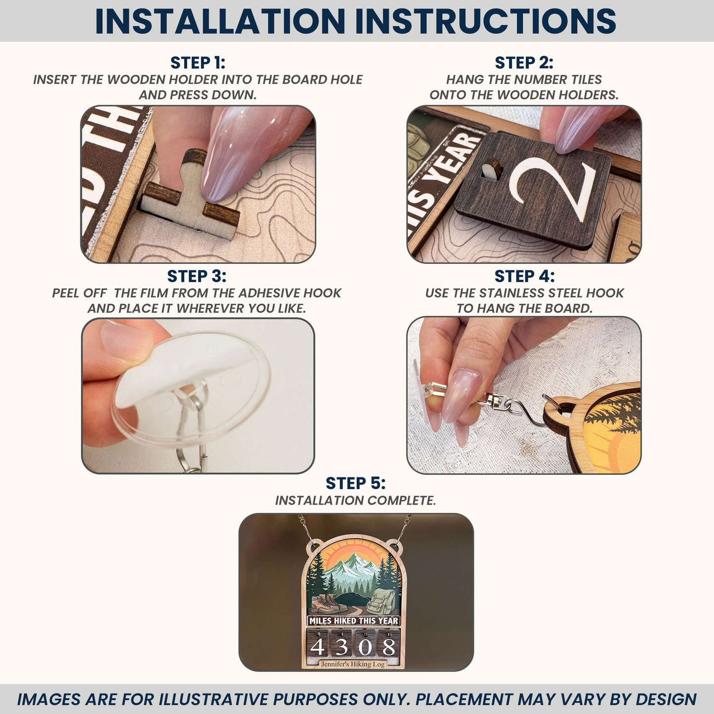 Mountain Hiking Log - Personalized Hiking Miles Tracker Sign (4 Digits)