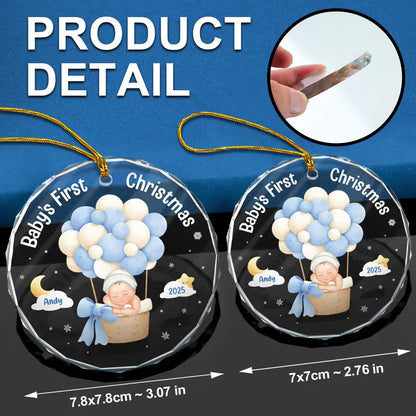 My First Christmas Baby Girl Boy - Personalized Circle Glass Ornament