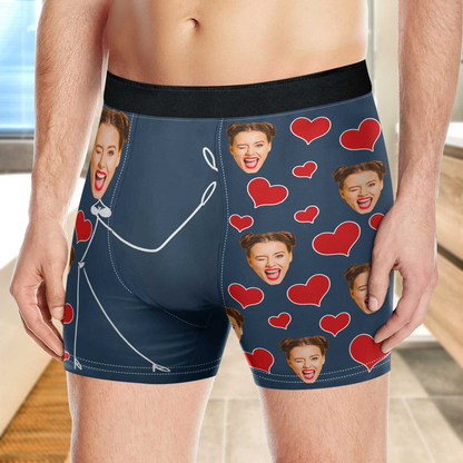 Custom Photo Wife Face Girlfriend Face - Funny Gift For Husband, Boyfriend - Personalized Men's Boxer Briefs