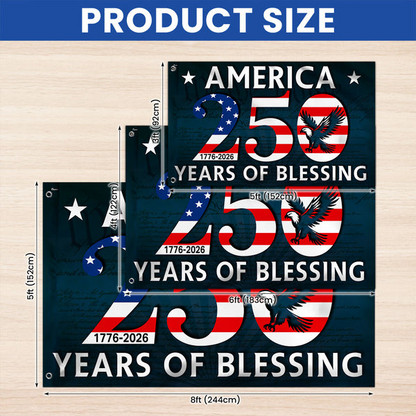 250 Years of Blessing Flag, 1776 2026 America Patriotic Eagle Decorative