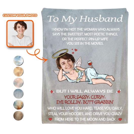 Personalized Cupid & Wine Cozy Blanket – Romantic Funny Gift for Your Husband/Wife