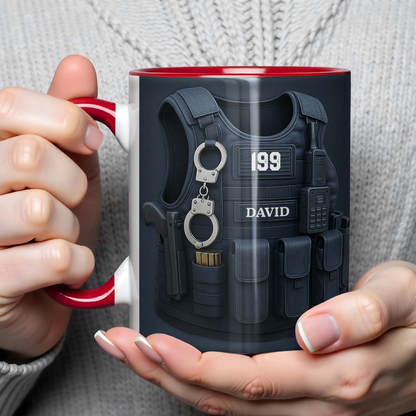 To My Hero, Police Vest and Tactical Gear Design, Custom Accent Mug, Gift For Law Enforcement Officers