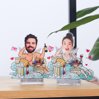 Personalized Photo Bobblehead Acrylic Standee – Funny Cupid Design (For Him / For Her)