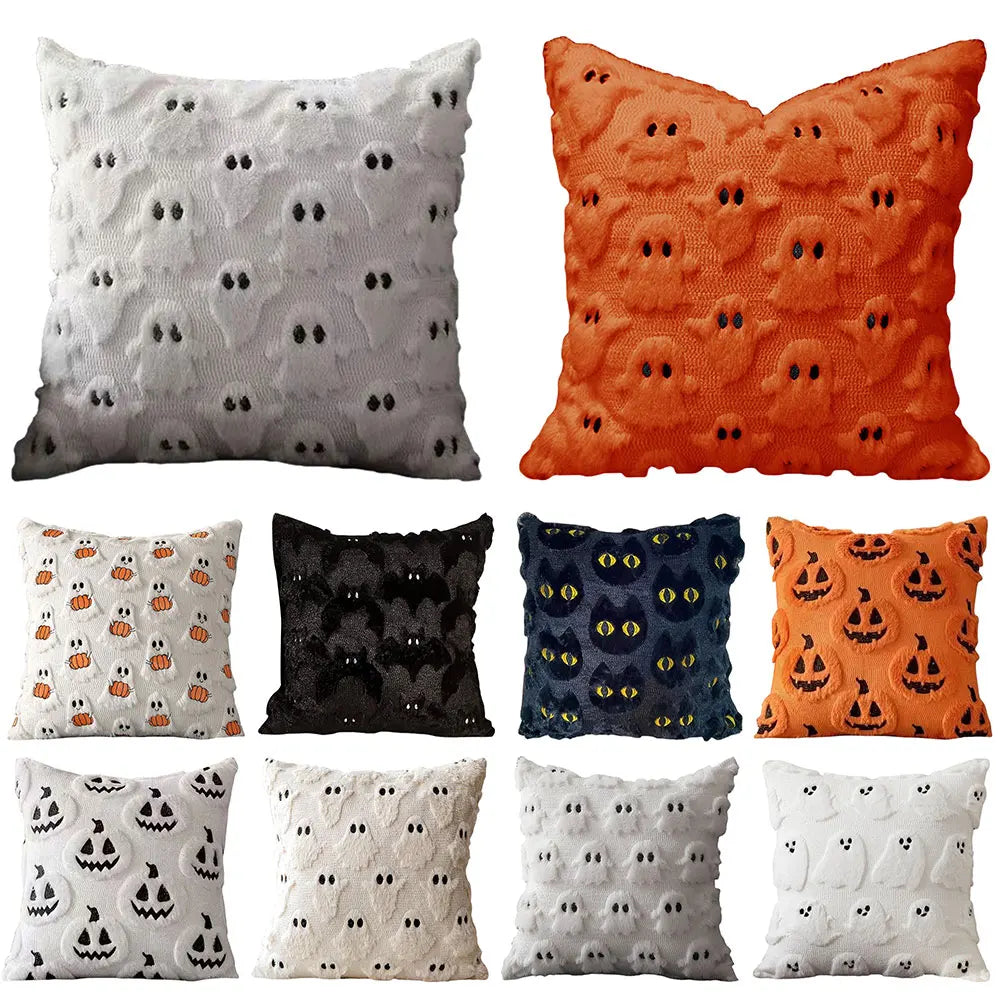 Halloween Decoration For Home Cartoon Pumpkin Bat Ghost Pillowcase Horror Soft Pillowcase Party Supplies Haloween Home Ornament