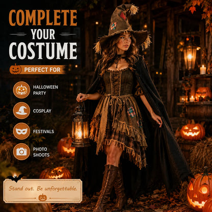 Halloween Witch Hat for Women, Pumpkin Patch Costume Accessory for Fall Festival
