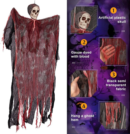 Halloween Horror Skeleton Ghost Outdoor Haunted House Ornaments Corpse Prop Skull Blood Yarn Ghostface Pendant Halloween Decor