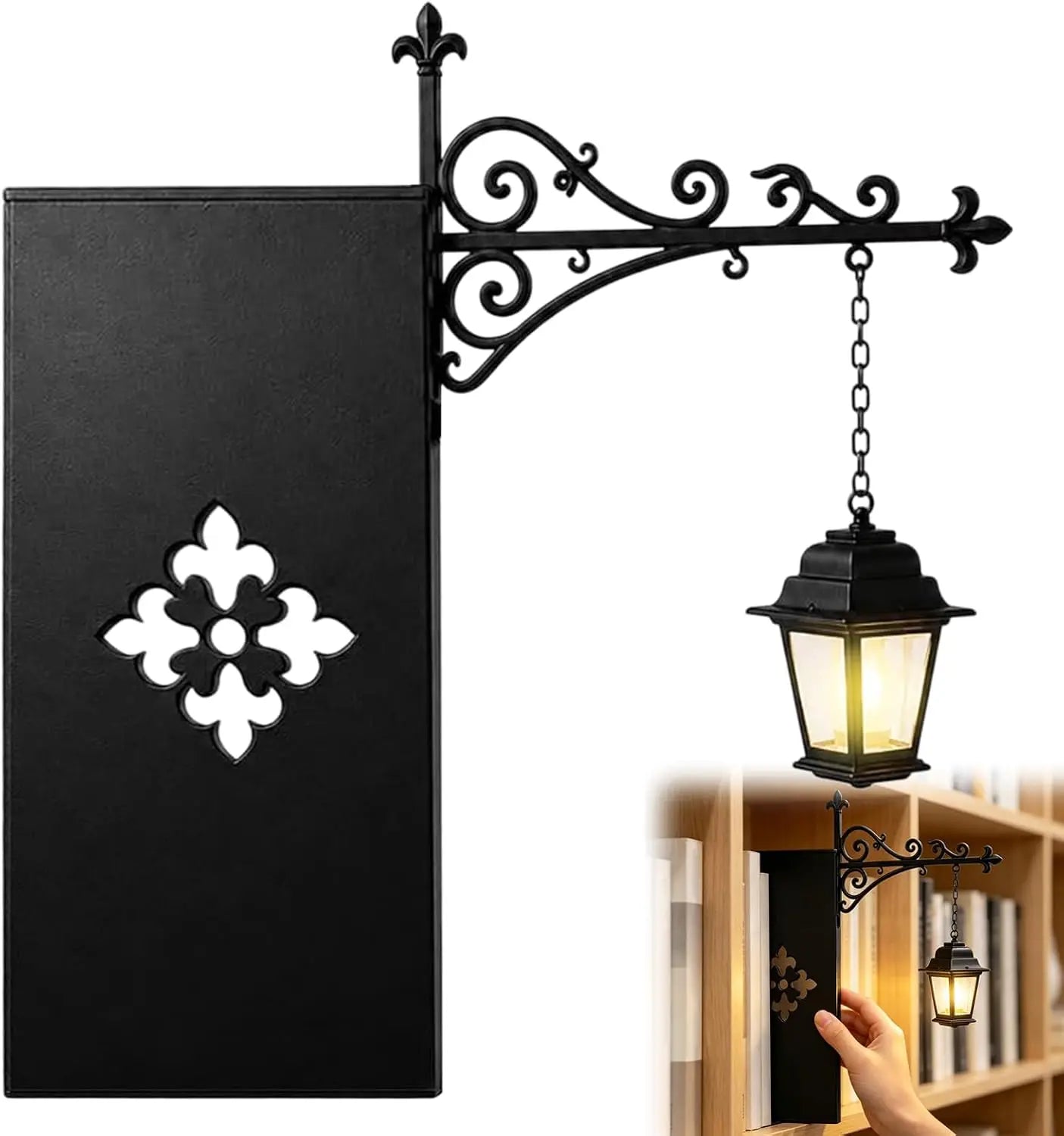 Halloween Retro Bookshelf Lighting Wall Mounted Reading Lamp Metal Gothic LED Night Light  for Studious Home Room Ornament