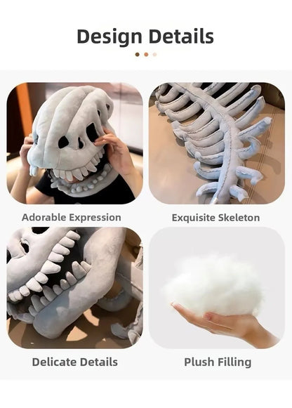Halloween Cosplay Costume Dinosaur Skeleton Costume Costume Props Stuffed Plush Dinosaur Skeleton Hat Realistic Skeleton Pattern