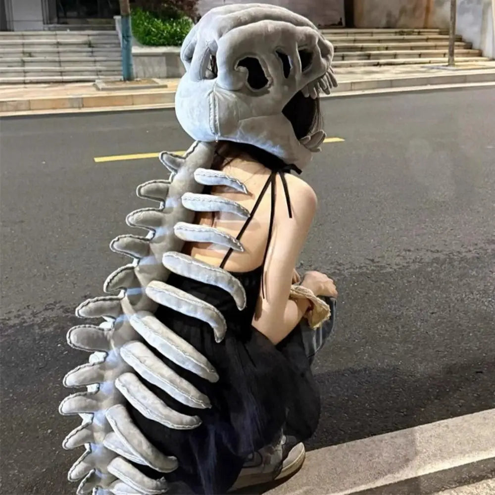 Halloween Cosplay Costume Dinosaur Skeleton Costume Costume Props Stuffed Plush Dinosaur Skeleton Hat Realistic Skeleton Pattern