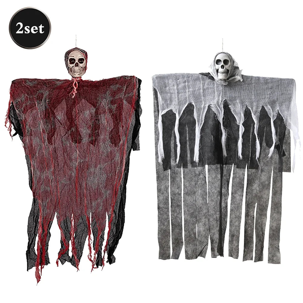 Halloween Horror Skeleton Ghost Outdoor Haunted House Ornaments Corpse Prop Skull Blood Yarn Ghostface Pendant Halloween Decor