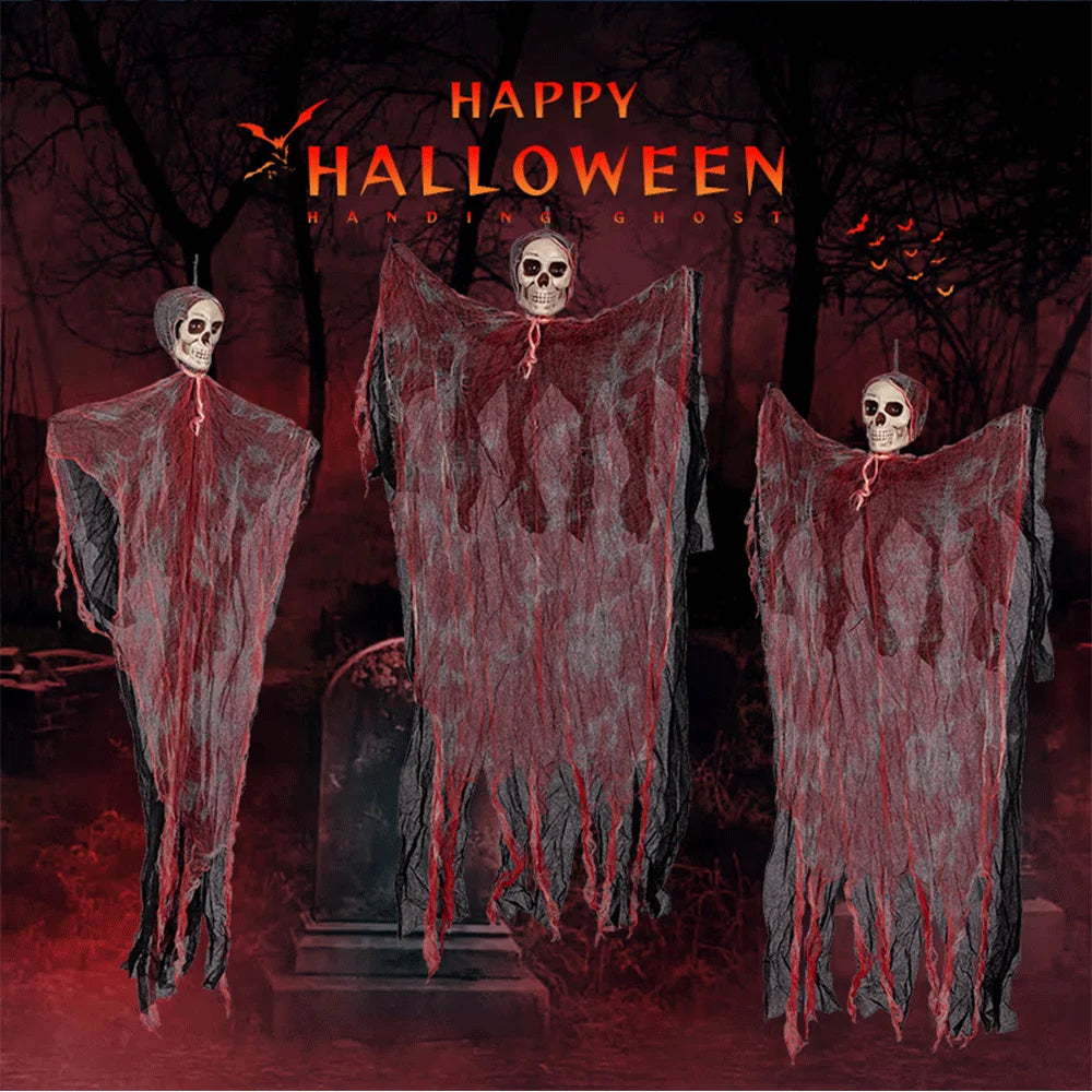 Halloween Horror Skeleton Ghost Outdoor Haunted House Ornaments Corpse Prop Skull Blood Yarn Ghostface Pendant Halloween Decor