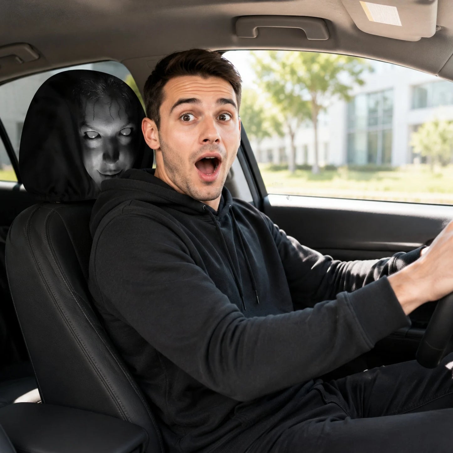Halloween Decor Car Headrest Covers Funny Cartoon Cover Seat Head Rest Protector Auto Front Decoration 2026