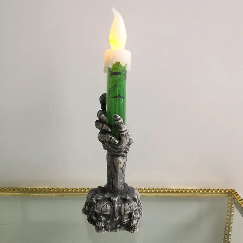 Halloween Decoration Ghost Festival Atmosphere Layout Props Plastic Ghost Hand Skeleton Light LED Luminous Candle Light
