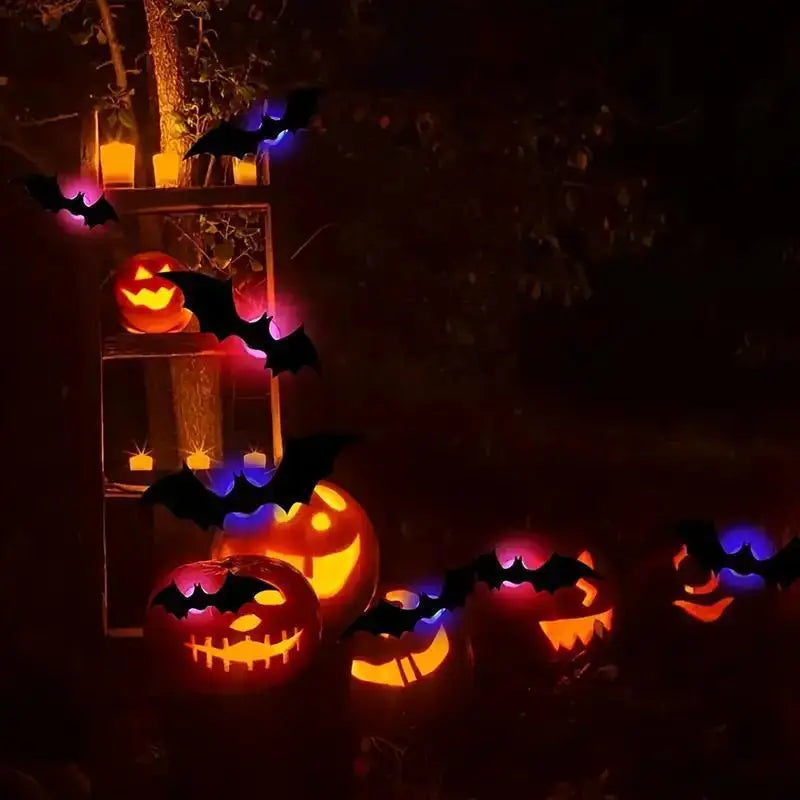 Halloween LED Night Light 3D Stereoscopic Bat Wall Decal PET Material Festival Party Home Wall Decoration Lamp