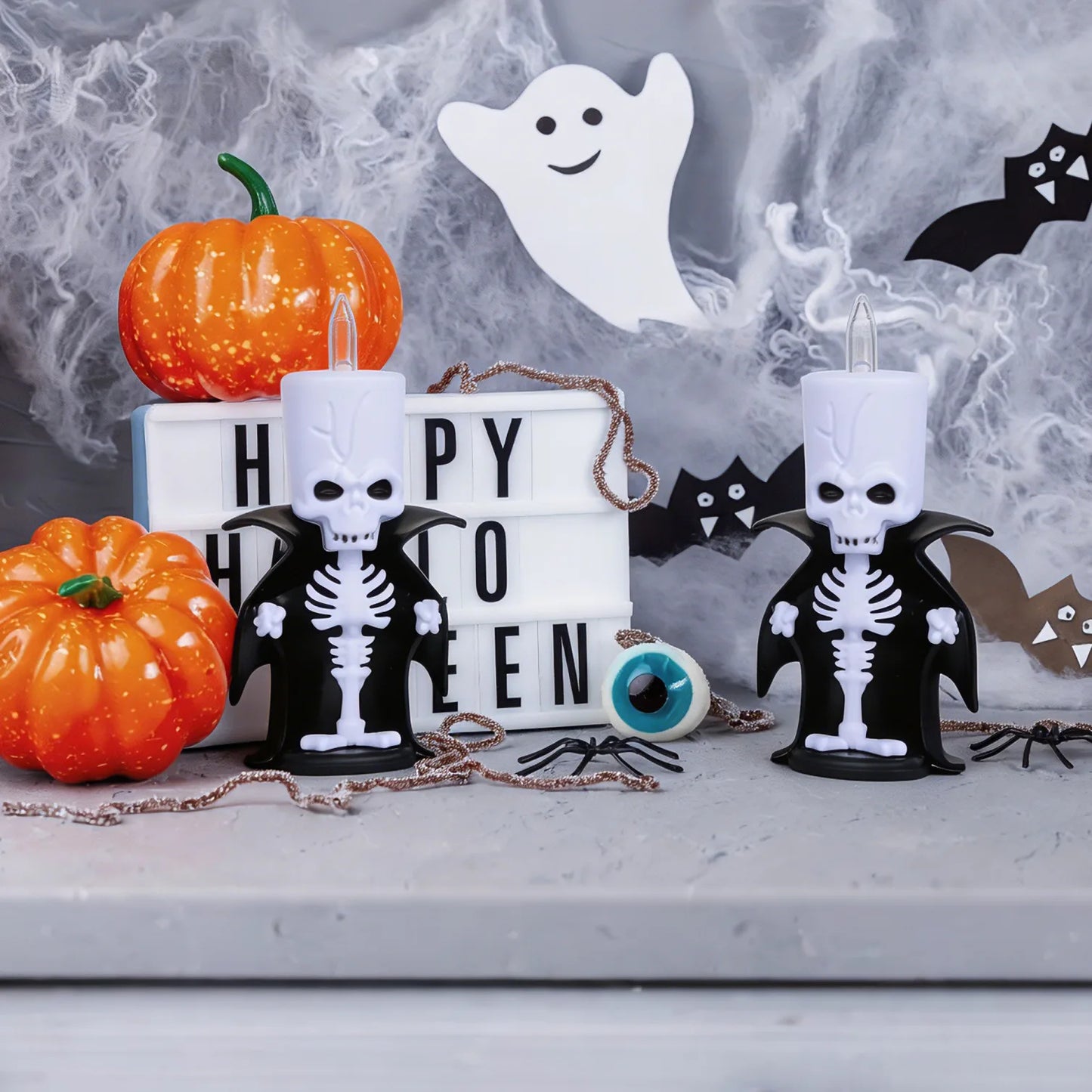 2026 Halloween Decorations LED Ghost Pumpkin Lamp Horror Skeleton Led Light Mexican Day of The Dead Decorations Ornament