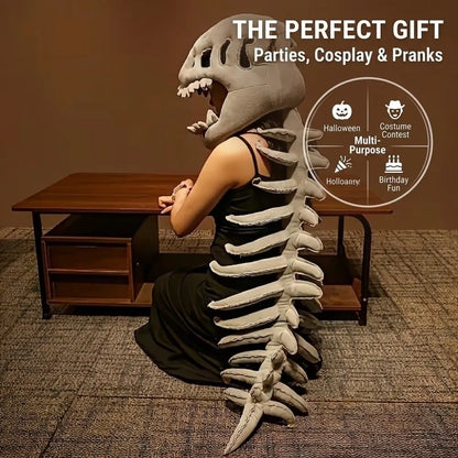 Halloween Cosplay Costume Dinosaur Skeleton Costume Costume Props Stuffed Plush Dinosaur Skeleton Hat Realistic Skeleton Pattern