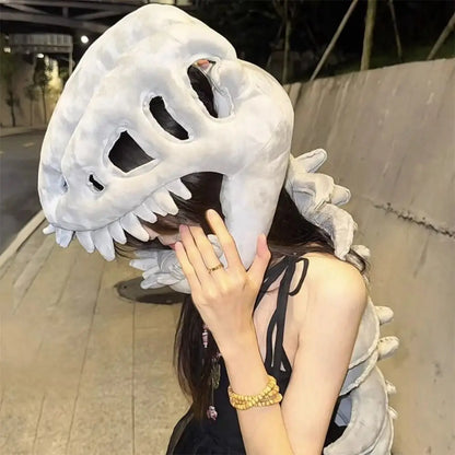Halloween Cosplay Costume Dinosaur Skeleton Costume Costume Props Stuffed Plush Dinosaur Skeleton Hat Realistic Skeleton Pattern