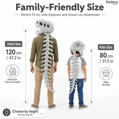 Halloween Cosplay Costume Dinosaur Skeleton Costume Costume Props Stuffed Plush Dinosaur Skeleton Hat Realistic Skeleton Pattern