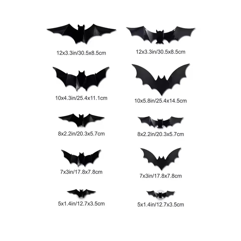Halloween LED Night Light 3D Stereoscopic Bat Wall Decal PET Material Festival Party Home Wall Decoration Lamp