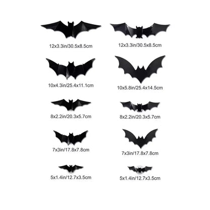 Halloween LED Night Light 3D Stereoscopic Bat Wall Decal PET Material Festival Party Home Wall Decoration Lamp