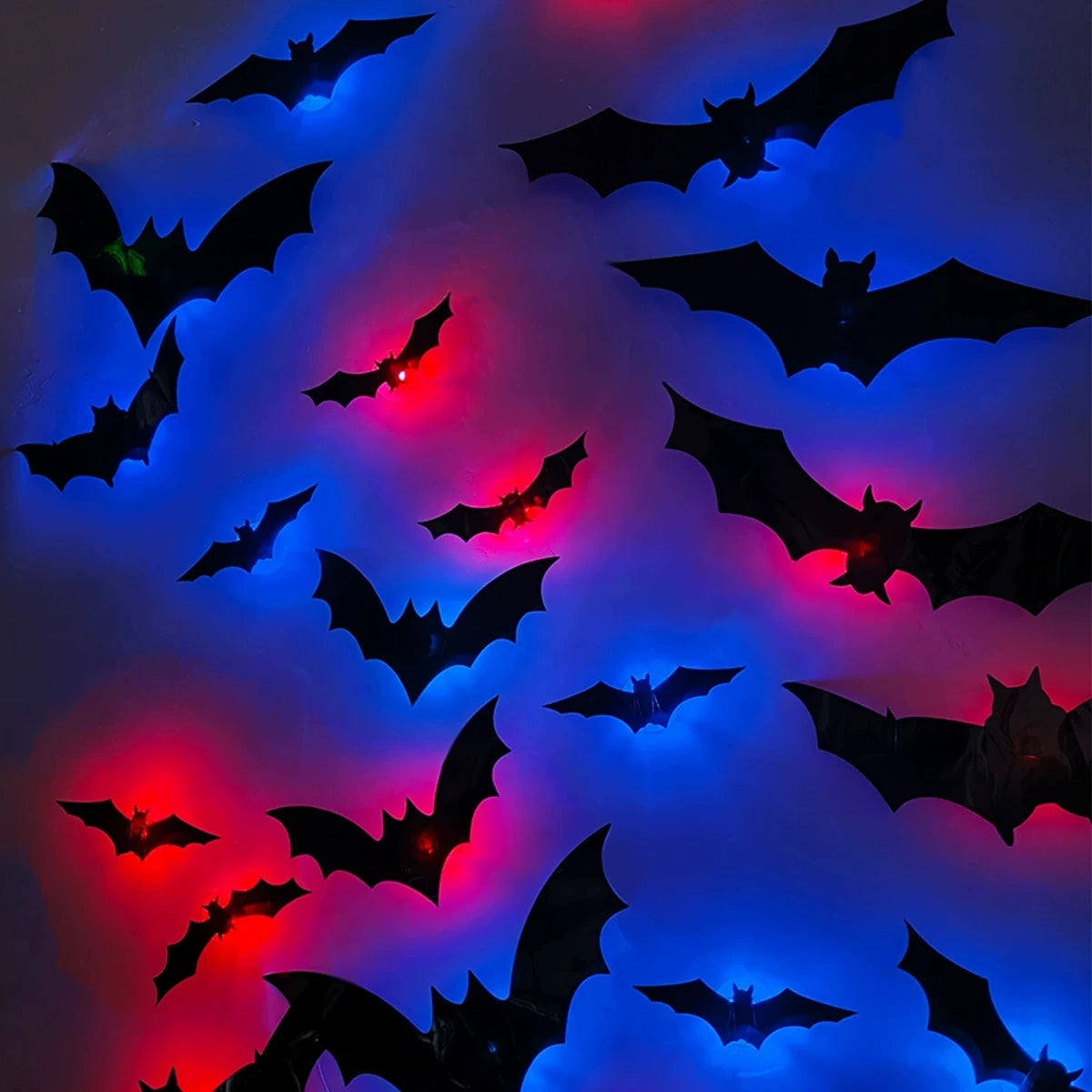 Halloween LED Night Light 3D Stereoscopic Bat Wall Decal PET Material Festival Party Home Wall Decoration Lamp