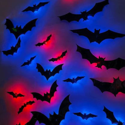 Halloween LED Night Light 3D Stereoscopic Bat Wall Decal PET Material Festival Party Home Wall Decoration Lamp